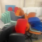 Furniture waste and foam 15 x screens
22 x chairs
10 x lime green seat pads
8 x blue seat pads
1x green seat pad
2 x senator cushion bases PO6 - removed for £330