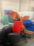 Furniture waste and foam 15 x screens
22 x chairs 
10 x lime green seat pads
8 x blue seat pads 
1x green seat pad 
2 x senator cushion bases PO6 - removed for £330