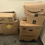 Cardboard boxes 5 boxes, all filled with flatpacked cardboard packaging inside. Subcold box has some Styrofoam pieces inside. WD17 - removed for £60