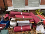 carpet/underlay plus toilet et carpets & underlay from house plus wood floor off cuts and a toilet. packaging as well. W4 - removed for £130