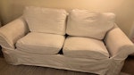 Two seater sofa bed White double sofa bed available for collection from Stockwell.

The sofa bed mechanism can removed for transportation, but it is still very heavy and you will need at least two strong people to carry it and a small van. Located in a basement flat, so you will only need to carry it up one short flight of stairs.

Dimensions are 90x75x200cm (dxhxw) SW8 - removed for £120