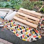 Leftover wood and carpet Chipboard, carpet and curtains leftover from renovation SE19 - removed for £140