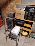 old stuff in garage Old bookcase, printer, fusebox, hand mower, shredder and misc. garage bits and pieces BR6 - removed for £70