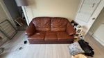 3 Seater Leather Sofa 3 Seater Leather Sofa, access to a driveway for loading. Side Gate access or Front Door; both easily accessed. The sofa could be re-used but it does have obvious signs of wear. Nothing a throw couldn't fix! PO6 - removed for £85