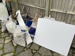 wood and plaster 9 bags of old lath and plaster and some plaster board. a bucket CM12 - removed for £115