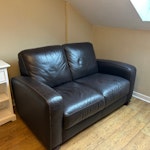 Furniture and a bit of Rubbish 2 seater couch good condition, 3 tables and 2 chairs possibly to be restored, microwave works but needs good cleaning, headboard, 1double and 1 twin mattress EH2 - removed for £175