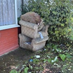 Fridge, 2 chairs, random diy Fridge/freezer some one has already taken the motor pump out.
Two arm chairs with cushions.
Lots of cardboard
Random diy waste,wood, plasterboard, random things, little kitchen worktop, wood lengths.
Packaging. Just need the front garden cleared.
Possibly fence broken damaged fence panels pieces.
One or two copper lengths and edge beading. UB2 - removed for £188