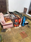 3 piece suite, table,+ mixed. 3 piece suite, table, microwave, pressure washer, radiators, wood, drainpipe. Lawnmower. Mixed small bits WD6 - removed for £188