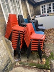 80 stacking chairs, 1 board 80 old stacking chairs 
1 large white board SW18 - removed for £200