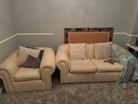 2 seat sofa; 1 armchair; door collected by Waste Machine