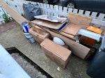 Assorted clear out Assorted clear out from home renovation. Mostly cardboard, one large sheet of 6mm ply, three boxes of leftover UFH pipe (in cardboard boxes), two tins and one rubbish bag with assorted plastic. All relatively light in weight. W4 - removed for £100