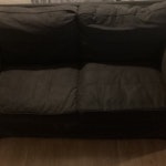 Worn/stained two seater sofa! Wear and tear .. Staining also. Could be used with a deep clean and throw! W8 - removed for £71