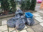 household waste 9 black bin bags, a Brocken recycling box and cardboard tube. W4 - removed for £76