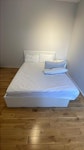 Bed, sofa, table, chairs 1 Double bed with storage underneath + mattress
4 pillows
1 small table and 4 chairs
1 x 3-seater sofa SE10 - removed for £0