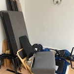 Desk, bed frame and chairs 1 x dismantled Ikea desk
1 x dismantled king sized bed frame
1 x Ikea desk chair
4 x dining room chairs
1 x sitting chair
1 x carpet W11 - removed for £300