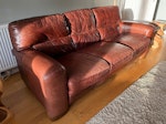 leather 3 seater sofa 210cm long x90cm deep x 80cm high. quite heavy. LS17 - removed for £94