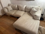 cream chaise sofa 255cm wide chaise sofa with metal legs, chaise length 155cm. can be broken into two for transporting. BN25 - removed for £84