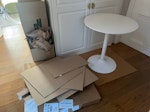 Small table, cardboard Boxes Small white table, empty cardboard boxes W14 - removed for £52