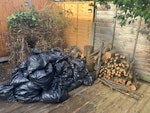 Bags of soil and tree waste I have got about 30 bin bags of soil,
a chopped tree (trunk, branches and stomp), some decking waste and a plastic toy for kids. I’m going to bring all such waste in the front garden so it will be easy for the truck to load. W3 - removed for £156