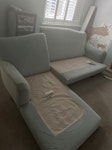 Large sofa and seating cushion The sofa is a chaise - 2 parts
Both parts 60” x 35” x30” approx. ST5 - removed for £100