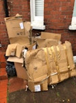 4 big cardboard boxes rubbish 4 large cardboard boxes of disused packaging/paper/card/plastic etc, old Venetian blinds and 3 black bags of rubbish N19 - removed for £71
