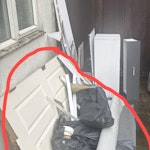 Door Bags Flooring Rubbish as per Photo - Only the red circled items - Door, Rubble Sacks & Floor Offcut CR7 - removed for £75