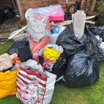 Household waste from garage Household waste from garage clear out includes some old electrical inc a hoover and small stereo. Also 2 small bags of carpet and underlay off cuts and old blinds and blind runners. Bags of old clothes and blankets, sauce pans and other small household items L12 - removed for £94