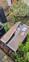 Cardboard box and other waste collected by Riff Raff Rubbish