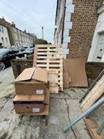 Pallet and boxes collected by M&V waste Clearance