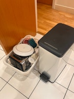 plates, electronics, bin collected by Riff Raff Rubbish