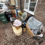 general household waste general household waste , an old tv , cabinet , few boxes, and some small piece of a fence CR4 - removed for £71
