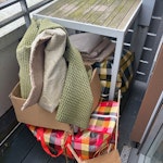 carpet, table, poles Two medium sacks of carpet. One small moving box of carpet. Two curtain poles. E2 - removed for £86