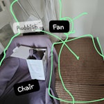 Chair, mirror, fan, rubbish Renovation waste plus a homcom fan, floor carpet, IKEA chair and bathroom mirror. All appliances and furniture can be used CR0 - removed for £130