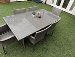old garden table and 6 chairs old table and chairs, glass top in grey ME19 - removed for £52