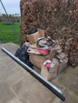 Solar install waste Cardboard boxes, trash bags, and trunking, along with some other solar install rubbish. SN16 - removed for £138