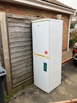 Fridge freezer Tall (over 5 ft) fridge/freezer. Freezer has four compartments.  Reusable. GU19 - removed for £71