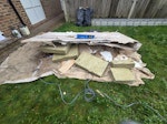 plasterboards, black bags, etc plasterboards, wood, black bags. KT12 - removed for £156