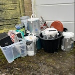 Decorating waste Approx 25 tins of varying fill and accessories, small amount of hard plastic (buckets, pots etc) SM5 - removed for £59