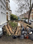 Trees, decking rubbish bags Need collection, a lot of old decking, trees, bags of rubbish SW16 - removed for £257