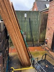 assortment of renovation waste renovation waste and pallets, radiators re-usable, 2 additional radiators and one large roll of fake plastic grass not in photo. double gate access for loading and easy parking. EN5 - removed for £256