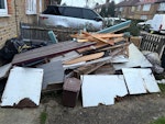 DISPOSAL.woods, shelves, waste DISPOSAL:
dismantled king size bed
dismantled garden shed
door frame (no glass)
window frame (no glass)
shelves
woods N9 - removed for £195