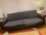 3 seater sofa bed 3 seater clic clac sofa bed. Assembled 
Arms removable and feet. Collection from property. 3rd floor flat - lift accessible but unsure of sofa fits in lift. 
Visitor permit given for moving item. 
Unable to help move sofa TW8 - removed for £104