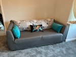 3 seater & 2 seater sofa 3 seater & 2 seater sofa with sofa covers on. Very old sofas (21 years old). Still functional and not broken so could be reused but they aren’t very comfy anymore. B90 - removed for £215