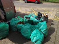 Leaf litter and plastic pots collected by Waste Relief