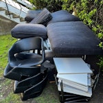 Used furniture Furniture disassembled and covered with a plastic sheet consist of: 3 seat sofa; 1 x armchair; dining table (approx. 4ft x 4ft); 4 dining chairs; large kitchen bin; 2 x Ikea double bed frames. Thank you SE13 - removed for £407