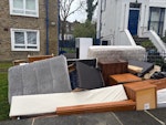 Old broken down furniture Broken down old furniture including a mattress, fridge, bed frames and pieces of wood N7 - removed for £227