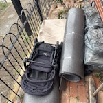 Underlay,carpet,laminate floor Two roles of carpet, underlay, laminate flooring and an old pram. TW7 - removed for £64