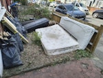 Wood, Rubble, Mattresses, Bed I have a fridge freezer about 1.6m in height.
I have about 15 bags of rubble / rubbish.
I have about 10 bags of wooden flooring.
I have two single sofas (One Pictured)
I have two mattresses, one double and one single with one dismantled double bed frame.



Thank you SW17 - removed for £271