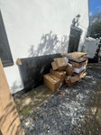 Solar install waste. Solar panel, wooden pallet, and cardboard boxes. HP14 - removed for £94