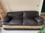 2x large leather sofas Two leather sofas. They are still structurally sound and in a usable condition but leather has some wear and tear. Measure 2m long x 90cm depth x 82cm height. G42 - removed for £260